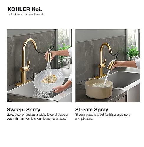Kohler Koi R22940-Sd-2Mb Pull Down Kitchen Faucet With Soap Dispenser Vibrant Brushed Moderne Brass Finish #TOP2