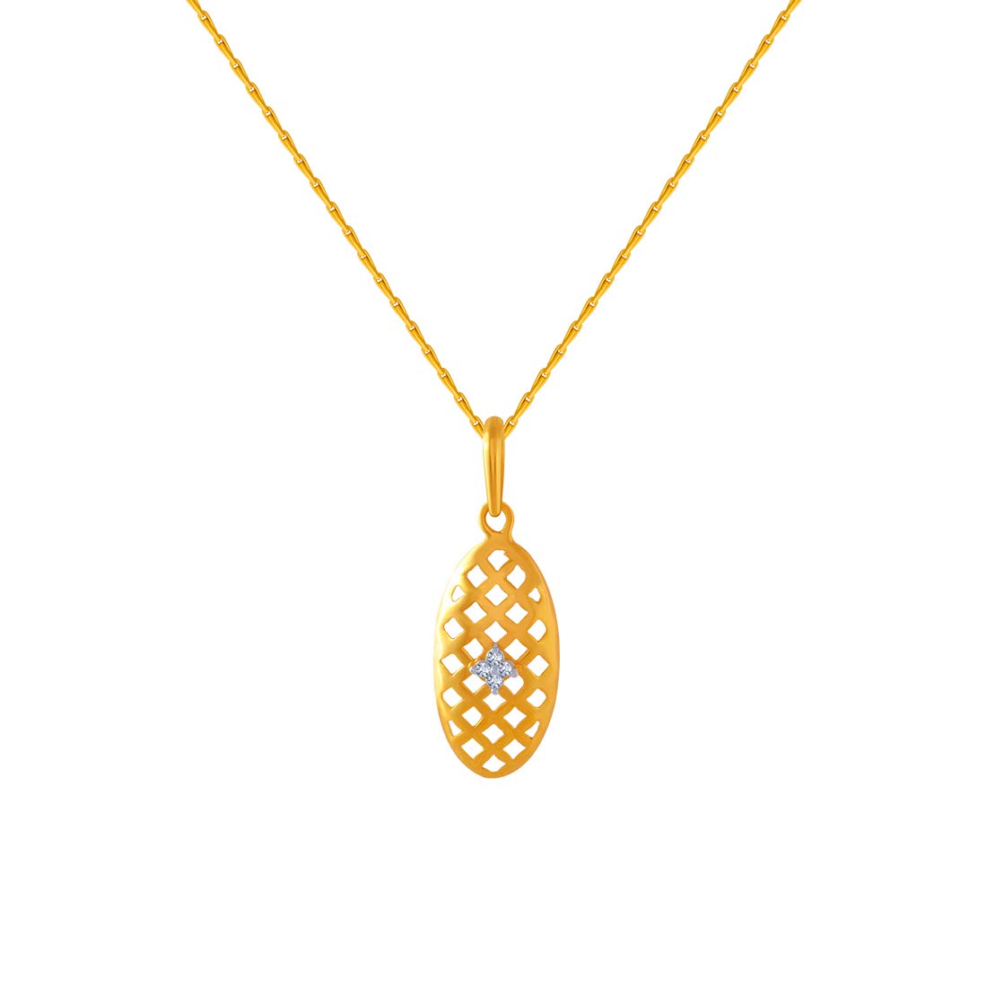 p.c. chandra jewellers 14k (585) Yellow Gold and American Diamond Pendant for Women-picture-36
