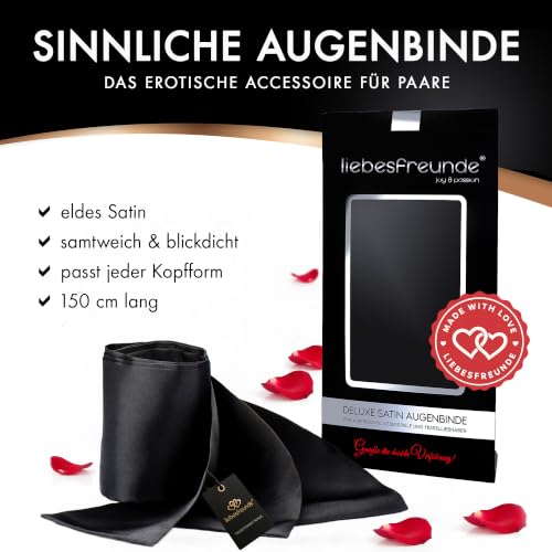 liebesfreunde® Premium Augenbinde - 100% Blickdichte Sex Augenmaske für die Frau aus hautfreundlichem Satin - Erotische Maske, Sexspielzeug für Paare, Bondage, Fesseln & Extrem Sexspiele – Bild 2
