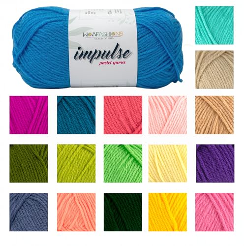 Image of WOAFashions Impulse Hand Knitting & Crochet Yarn, Premium Acrylic, 4 : Medium (Azure Blue) (2x100gms / 3.5oz / 200mtr / 218yds)