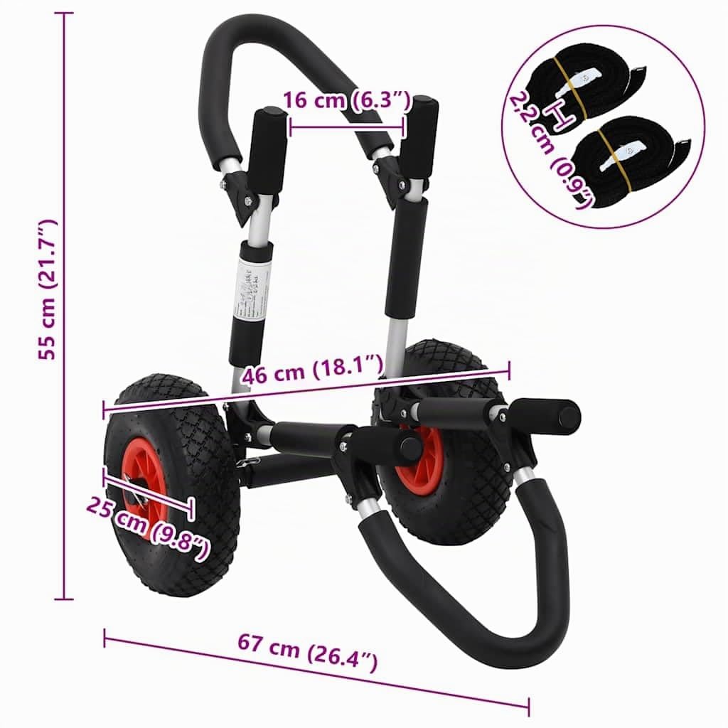 vidaXL 1/2x Chariot pour Kayak Roulant Transport Bateau Canoë Pare-Chocs