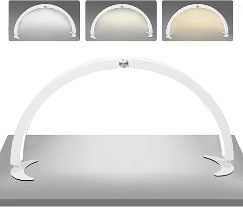 Sonew Luz de media luna de escritorio, 40W 3200K-5600K plegable LED lámpara de escritorio plegable para extensión de pestañas, blanco 100-240V