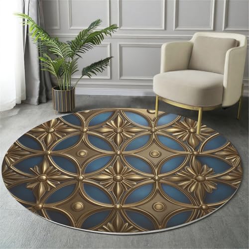 Tapis rond 3D fin lavable pour sol glissant 160 cm - 3