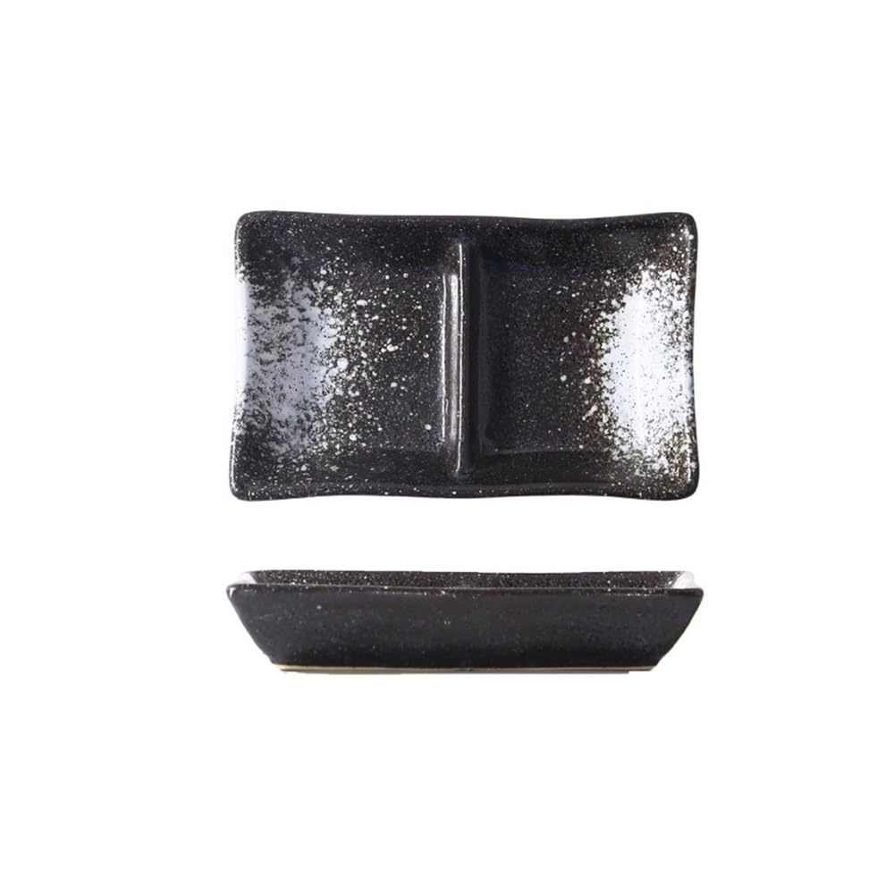 Cenz-888 Snack Dish Double-grid Ceramic Soy Sauce Plate Barbecue Seasoning Dipping Dish Divide Sushi Meals Dishes