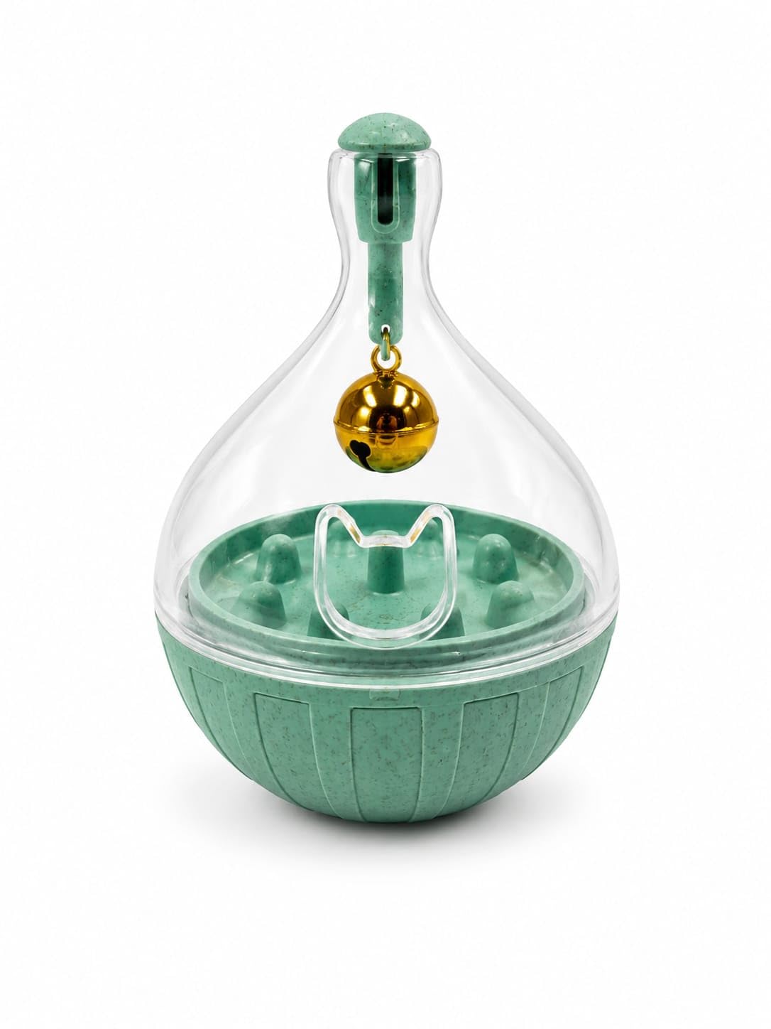 Interactive Cat Treat Dispenser Ball Toy with Bell - Slow Feeder Puzzle Toy for Indoor Cats - Food Dispensing Enrichment Toy for Mental Stimulation & Play - Assorted Colours (Green)