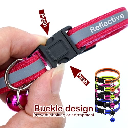 5-Pack Reflective Cat Collar with Bell - Adjustable and Detachable Pet Collar Set in Mixed Colors, Quick Release Nylon Collar for Cats and Small Dogs - Image 3