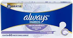 Protetor Diário Always Hipoalergênico Sem Perfume - 80 unidades