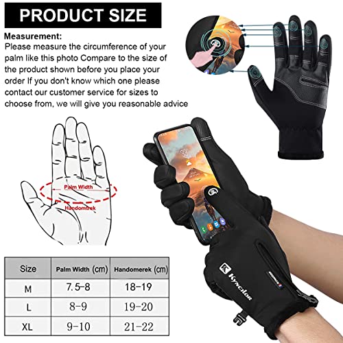 Image of Venzina Winter Gloves for Men,Riding Gloves Finger Gloves,Gloves for Men Winter Warm Touchscreen Thermal Fleece Lined