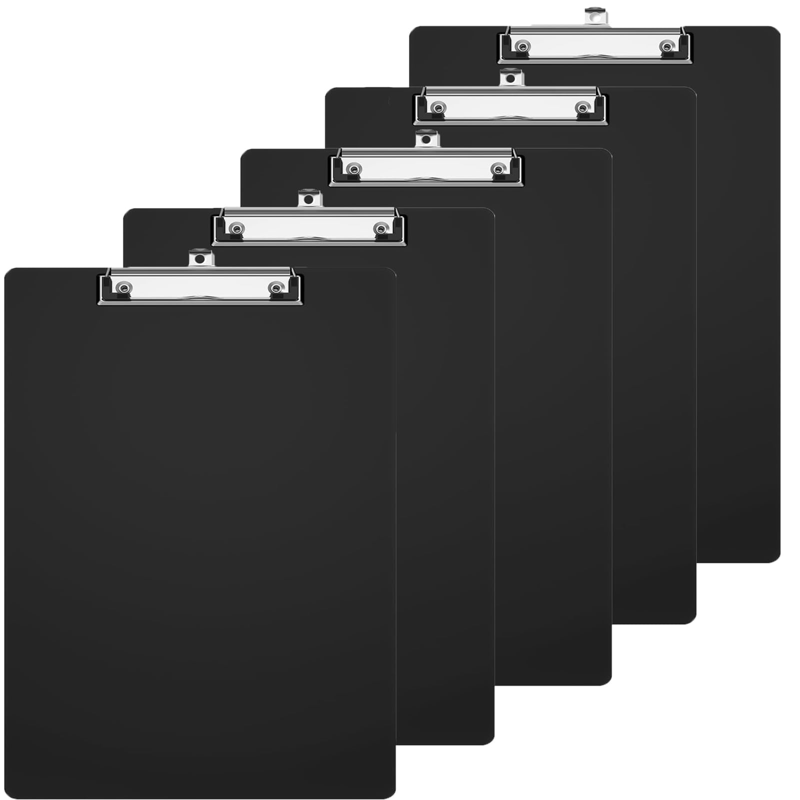 Clipboard Folder, 5 Packs A4 Plastic Clip Boards with Secure Hold for Office & Classroom Supplies - Black