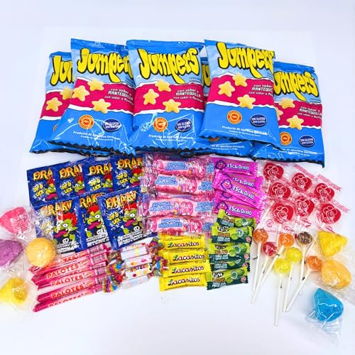 Nevalu - Mega Pack 100% Calidad: Jumpers y Golosinas. 70 Chuches + 7 Bolsas de Jumpers de 26g SIN GLUTEN Caja Regalo para Cumpleaños, Fiestas, Navidad, Halloween.