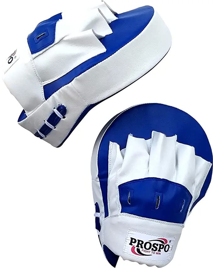 Image of Prospo Curved Focus Pads /Punching Mitts for Boxing /MMA /Muay Thai /Kickboxing /Karate /TAEKWANDO (Blue-White)