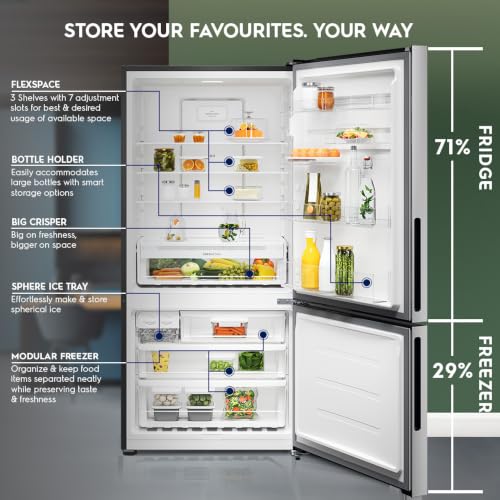 Image of Electrolux 496L 1 Star Double Door Refrigerator with AI CoolAssist, Bottom Mount Freezer, GreenZone Technology, Cooling 360, Inverter, Frost Free, UltimateTaste 700, EBE5002C-S, Stainless Steel