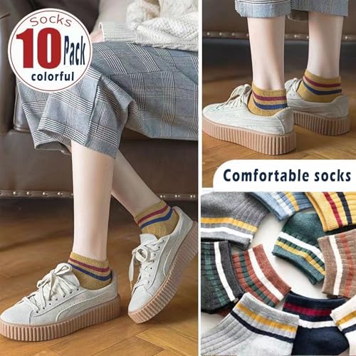 Women's 5/10 Pairs Thin Cotton Low Cut Ankle Socks - Athletic Sports Socks for Women, Breathable Non Slip Elastic2