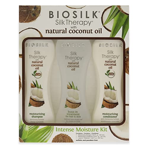 Biosilk Silk Therapy With Organic Coconut Intense Moisture Kit 5.64Oz Shampoo, 5.64Oz Conditioner, 5.64Oz Leave-In Treatment For Hair And Skin Unisex 3 Pc #TOP1