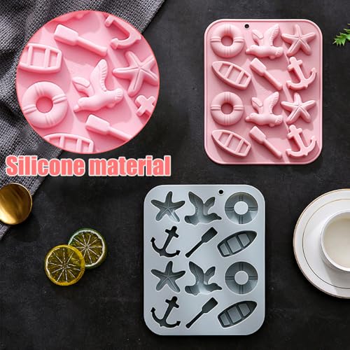 Molde de silicona para chocolate tema marino 2 piezas miniatura 2