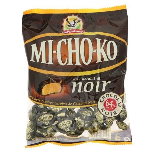 French Mi-Cho-Ko, Soft Caramels Coated In Dark Chocolate La Pie Qui Chante-Mi-Cho-Ko, Caramels Tendres Enrobes De Chocolat Noir La Pie Qui Chante