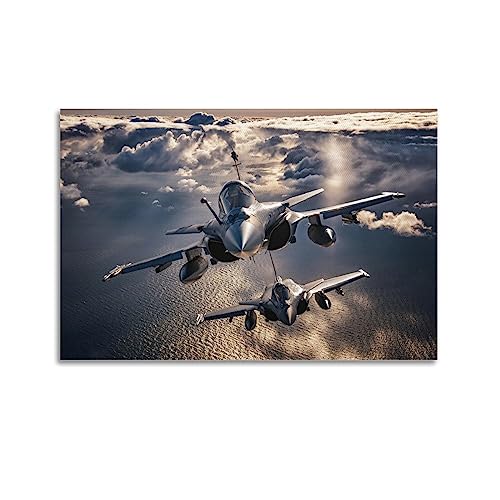 YBHF Poster de Chasseur Rafale Avion de Chasse Militaire Poster d'Art Mural Impression Rétro Esthétique Décoration de Chambre 12x18pouces(30x45cm) Style...