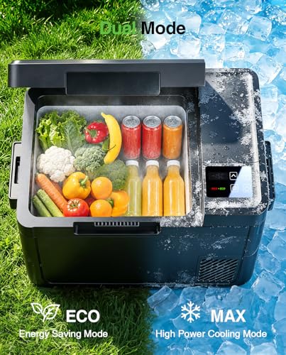 TaskStar 12 Volt Portable Car Refrigerator, 26QT(25L) Fridge with 2× 4.0Ah Batteries, 12/24V DC 100~240V AC Compressor Electric Cooler, -4℉~68℉ Freezer for Car Truck Van RV Camping Road Trip Travel — view 5