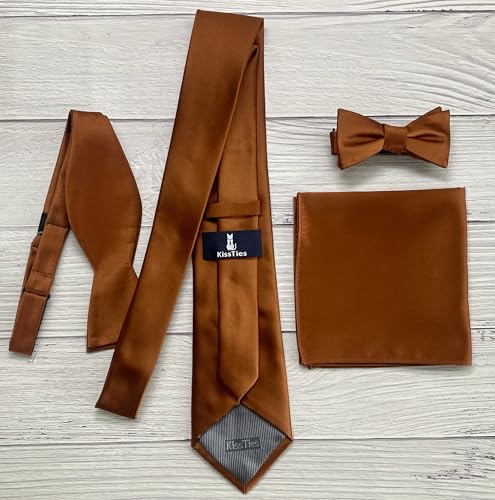 Image of KissTies 6PCS Satin Pocket Square Plain Color Handkerchief Gift Set