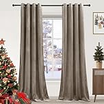 PONY DANCE Blackout Velvet Curtains - 1 Pair of Thermal Blackout Curtains Elegant Home Decor Window Treatment for Living Room/Bedroom, Eyelet Curtains 52x84 Inch, Champagne