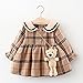 Black Baby Girl Dress Infant Baby Kids Girls Dress Suit Flare Sleeve Grids Print Dress Fashion Dress Bag Sets (Khaki, 6-12 Months)