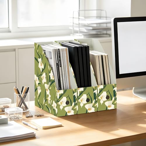 Organiseur de bureau fleurs vertes lot de 3 dossiers pliables de rangement pour l'école et la maison