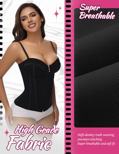 SHAPSHE Waist Trainer for Women Tummy Control Vest Black Corset Shapewear Bustier Tank Tops Going Out Body Shaper with Straps4