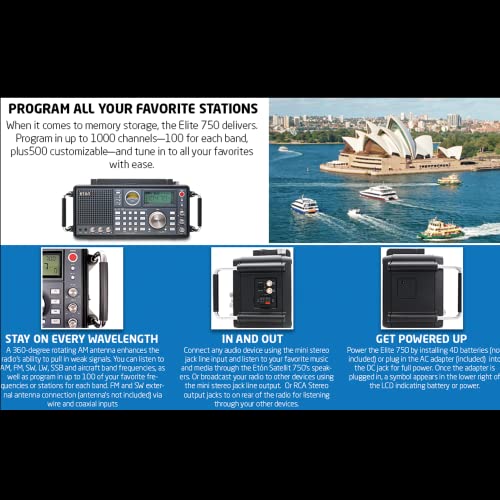 Eton - Elite 750, The Classic Am/Fm/Lw/Vhf/Shortwave Radio With Single Side Band, 360° Rotating Am Antenna, 1000 Channels, Back-Up Battery Packs, Commitment To Preparedness #TOP3