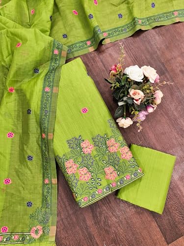 Image of DEVANGI Women's Jamdani Cotton Unstitched Suit & Dupatta Material
