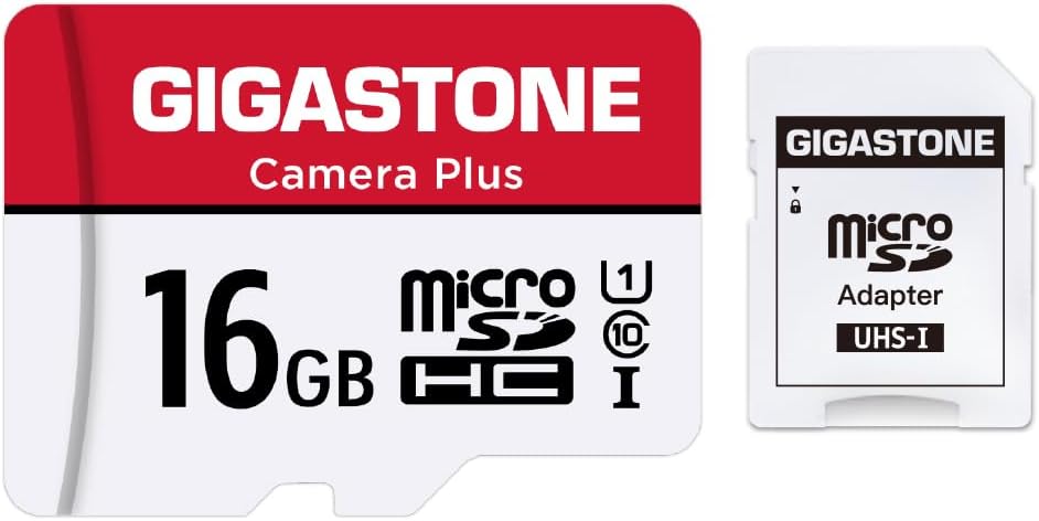 [Gigastone] 16GB Micro SD Card, Camera Plus, MicroSDHC Memory Card for Wyze Cam, Security Camera, Full HD Video Recording, UHS-I U1 Class 10, up to 85MB/s, with MicroSD to SD Adapter