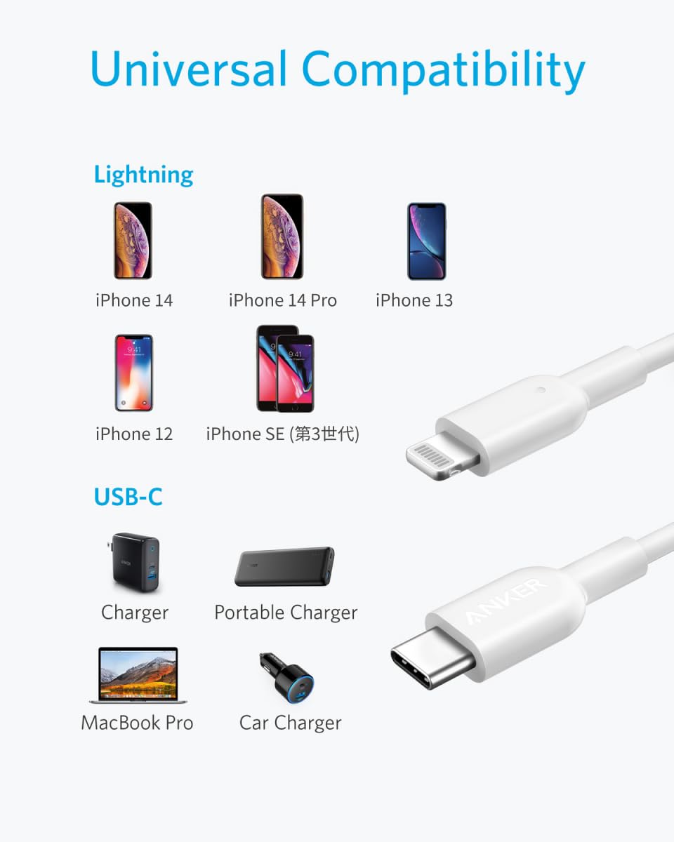 Amazon.co.jp: Anker PowerLine II USB-C & ライトニングケーブル MFi