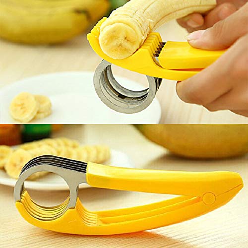 Cortador de banana em aço inoxidável Cortador de salada de frutas Ferramentas de cozinha para salsic