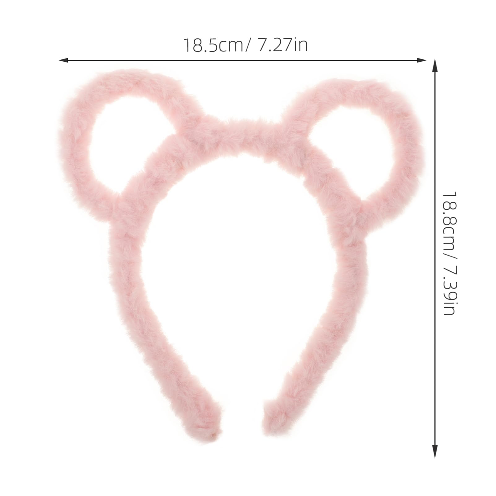 AOKWAWALIY Bear Ears Headband Animal Ears Headband Fluffy Bear Hairband Head Wear for Makeup Washing Face Party Cosplay Dress up Costume Pink - Image 4