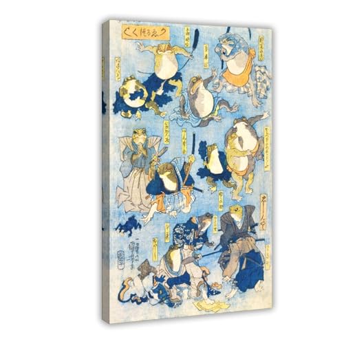 Impressions sur toile grenouilles Kabuki pour décoration murale