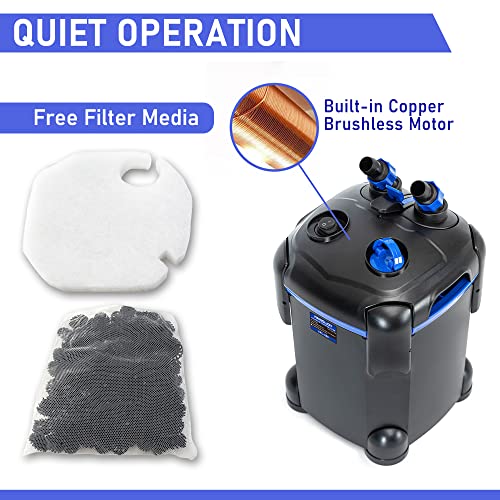 Amosijoy 172Gph Canister Filter, Ultra-Quiet External Aquarium Filter With Free Media For Large Fish Tanks And Aquariums (172Gph) #TOP4