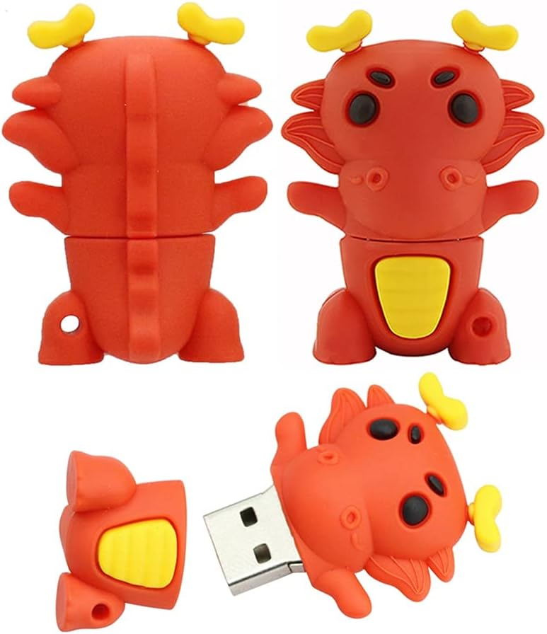 32GB Cartoon 12 Symbolic Animals USB Flash Drive U Disk USB 2.0 Data USB Flash Disk Memory Stick Pen Drive Storage Device USB Drive External Storage Flash Disk USB Disk (Dragon)