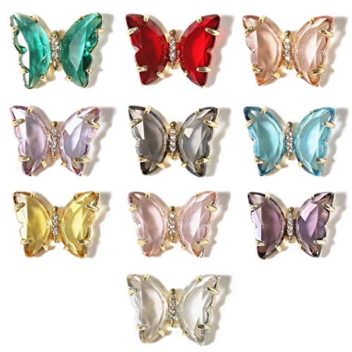 10 PCS 3D Butterfly Nail Art Crystal Rhinestones (10 Colors)