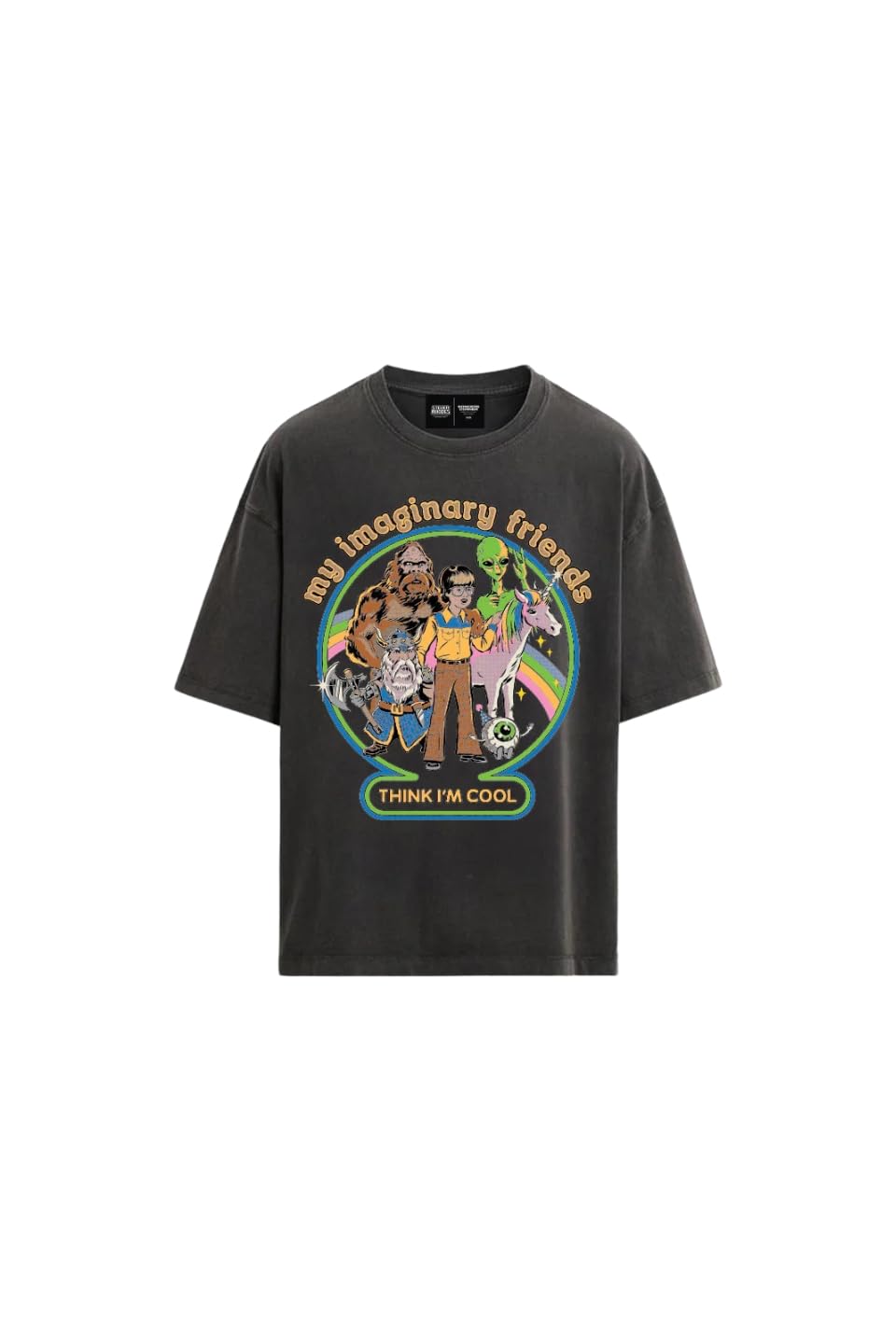 Bonkers Corner Imaginary Friends Faded Black Oversized T-Shirt in black