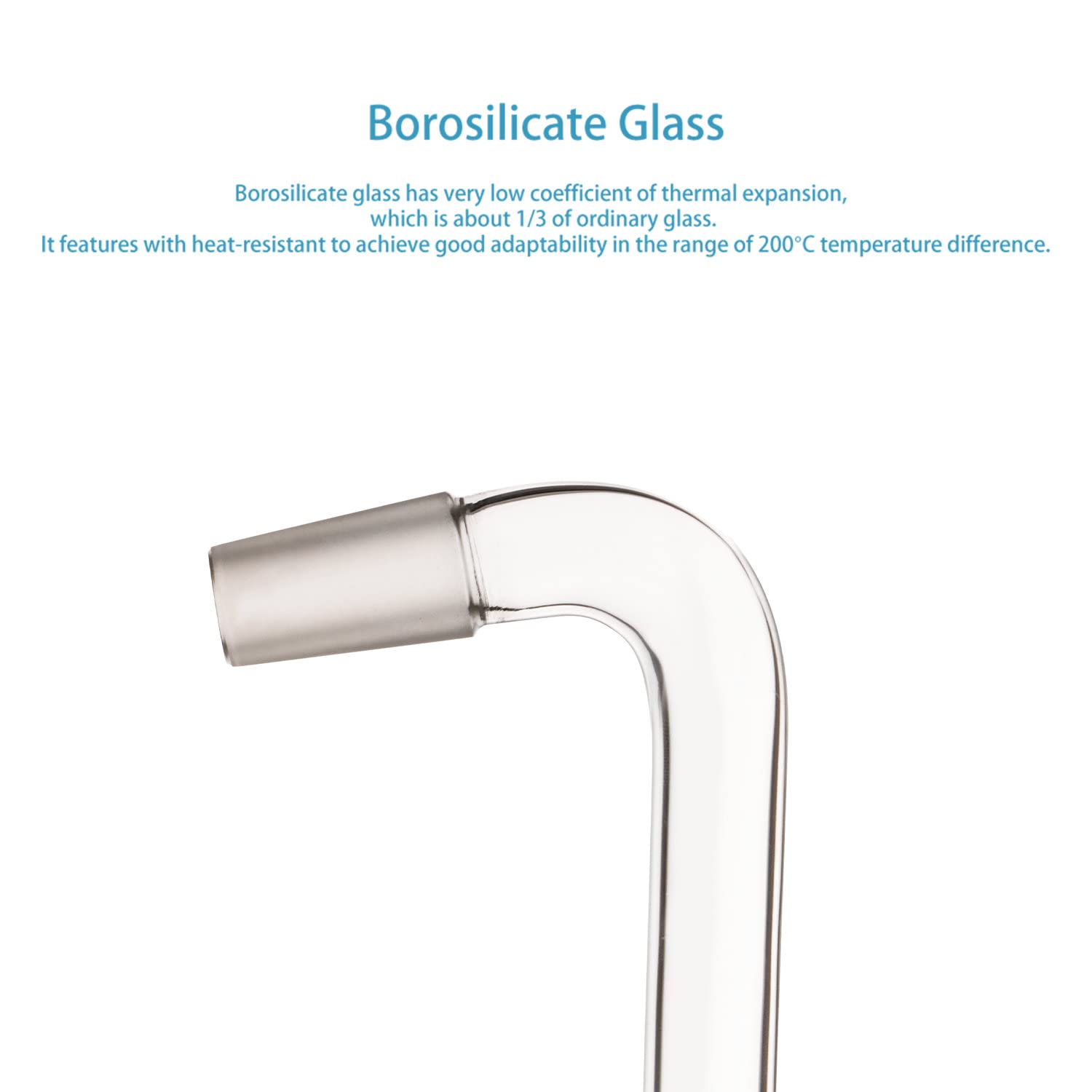stonylab Adaptateur de Distillation en Verre, Adaptateur de Chimie Courbé en Verre Borosilicaté à 75 Degrés et 105 Degrés avec Joints Intérieurs 24/40 Cône Standard, Longueur 200 mm
