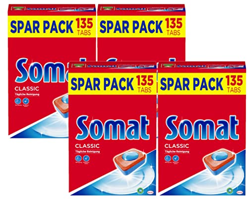 Somat Classic Spülmaschinen Tabs, 540 (4x 135) Tabs, Sparpack, Geschirrspül Tabs für die tägliche Reinigung von Besteck und Geschirr...