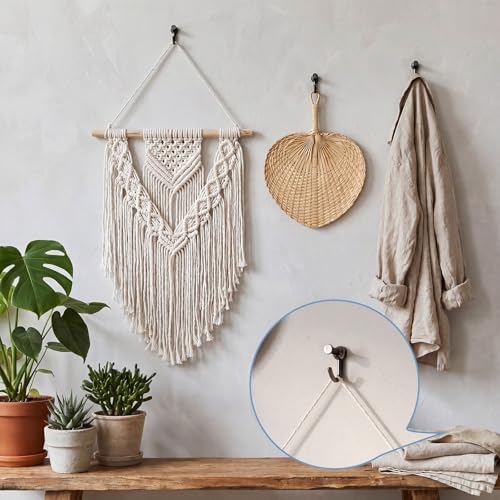Image of Hotop 30 Pieces Pin Hooks Push Pin Hangers, 20 lbs Push Hanger, Picture Hanging Nails for Home Office Fabric Wall Wooden(Modern Style,Black)