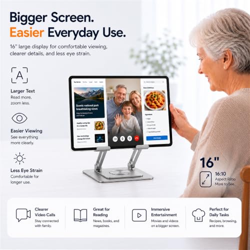 Image of 16 Inch Android 16 Tablet, Widevine L1, 1920x1200 IPS Display, Sheet Music | 12GB Memory 128GB Storage, Helio G99 Octa-Core, 30W Fast Charging, 12000mAh Battery, 32MP Rear Camera, Quad Speakers, FHD IPS