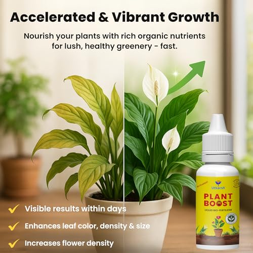 Image of Utkarsh Plant Boost - Liquid Bio Fertilizer, Organic Growth Booster for Faster, Healthier Home Garden Plants, Ideal for Vegetables, Flowers, Herbs & Promotes Healthy Roots (Pack of 3 of 50 ml)