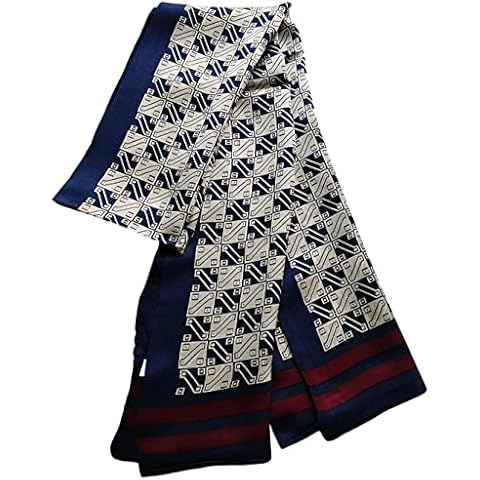Men's 100% Silk Scarf Double Layer Fashion Neckerchief Formal Casual Wedding Accessories (Slide-Blue) Cover