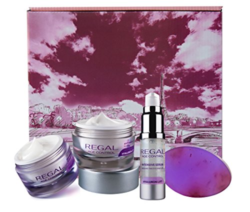 Juego de 3 cremas de efecto combleur de Rides "Regal Age Control  Crema de día, Crema de Noche" y sérum Contour de los ojos + Jabón