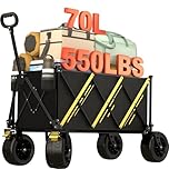 Carrelli pieghevoli, per raccogliere carichi pesanti da giardino, carrello portatile, carrello per animali domestici, con grandi ruote da spiaggia e portabevande per sport, shopping, campeggio