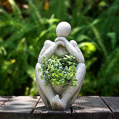 Aclema Large Planters for Outdoor Indoor Plants Head Face Planter Pot Unique Succulent Planters Flower Vase with Drainage Hole Thinker Cover