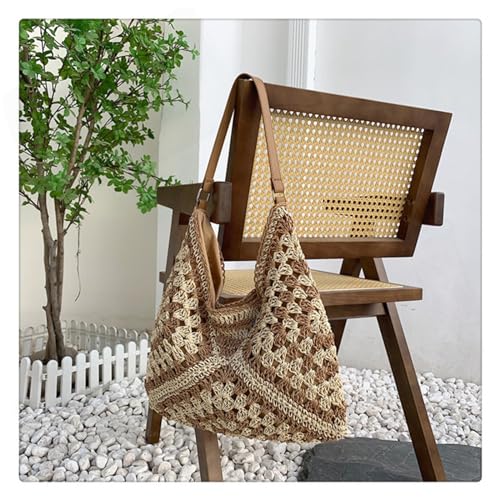 Image of Straw Hobo Bag for Women 2025 Boho Woven Beach Purse Large Summer Straw Tote with Lining Black Raffia Shoulder Bag for Vacation Travel & Daily Use (Khaki 1)