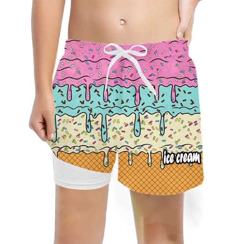Generisch 2026 Bañador para Niños Verano Playa Piscina Cintura Ajustable Estampado Cómodo 5 14 Años, Rosa., 8T= 140