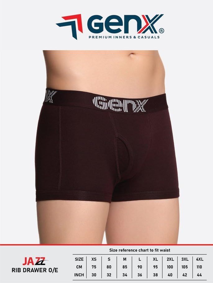Image of Genx Jazz Men's Trunk - 100% Combed Cotton, Vibrant Colors, Trendy, Comfortable, Underwear(Pack of 4)(Color May Vary)